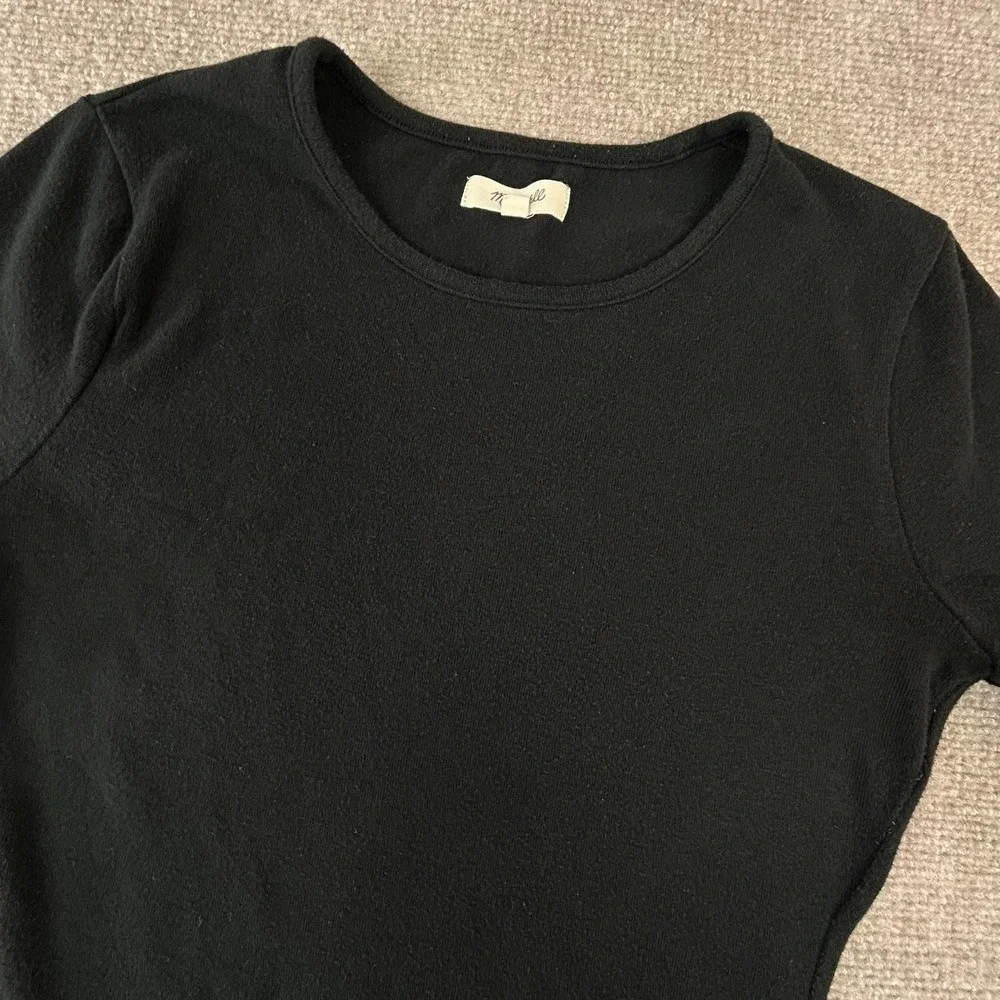 Madewell Bodysuit Womens‎ Medium Black Cotton Stretch Round Neck Short Sleeves